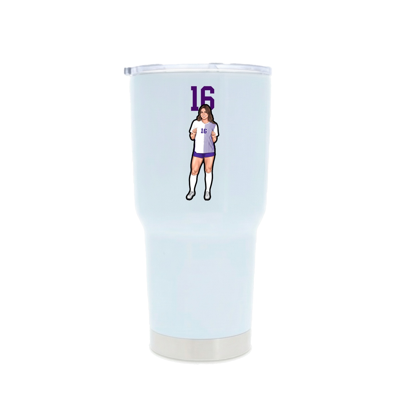 30oz Stainless Steel Tumbler — Number Top in White
