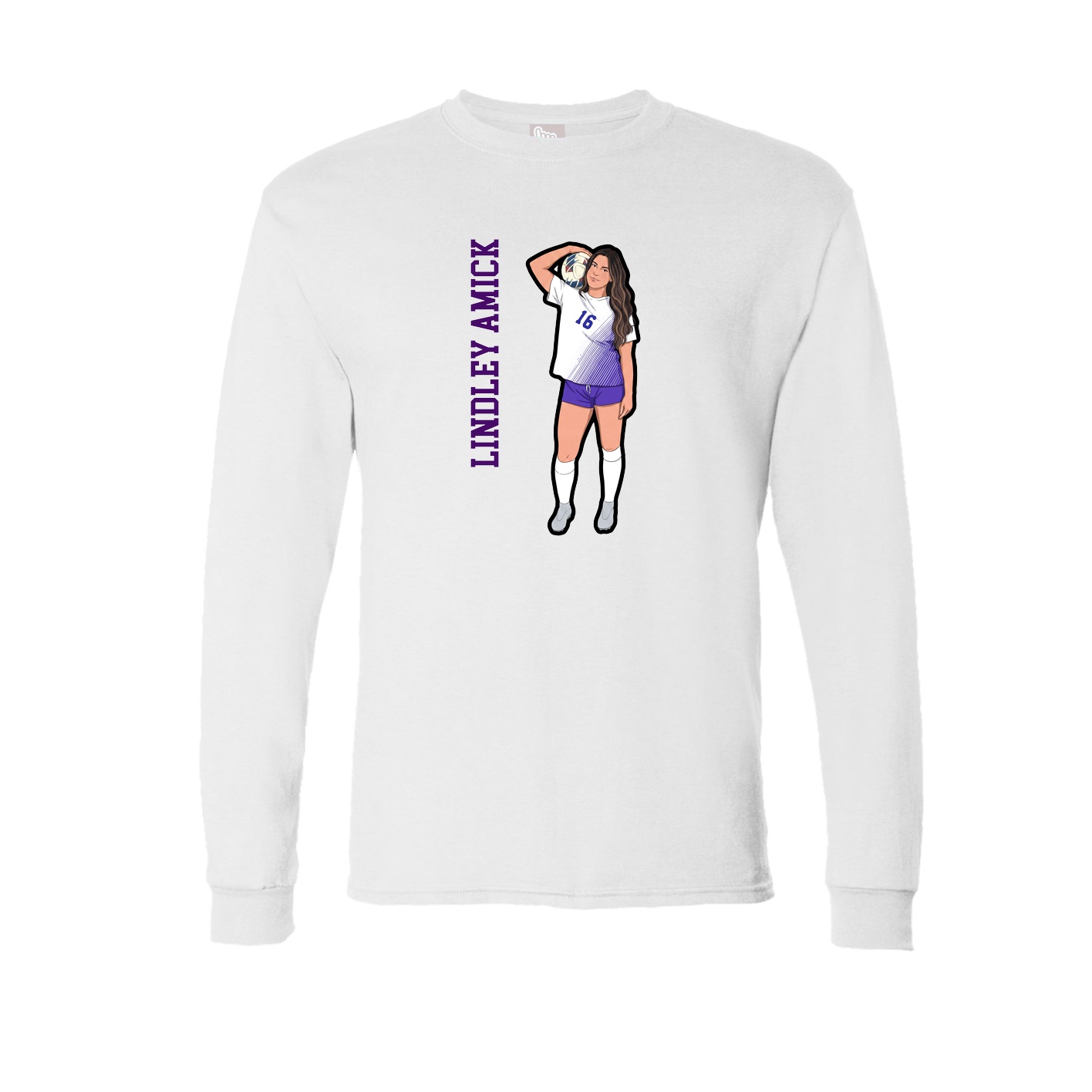Long Sleeve Tee — Name Vertical in White