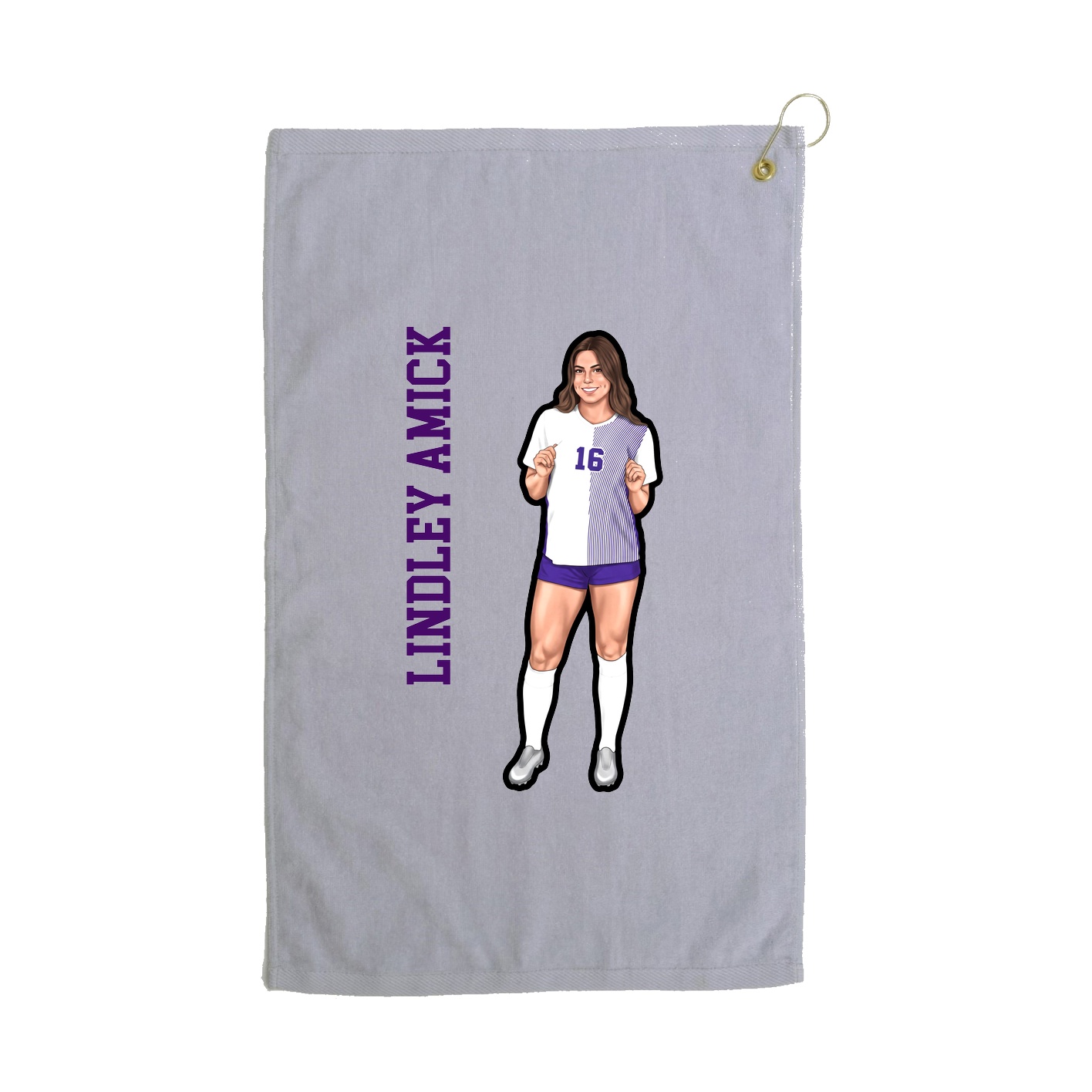 Golf Towel — Name Vertical in Grey