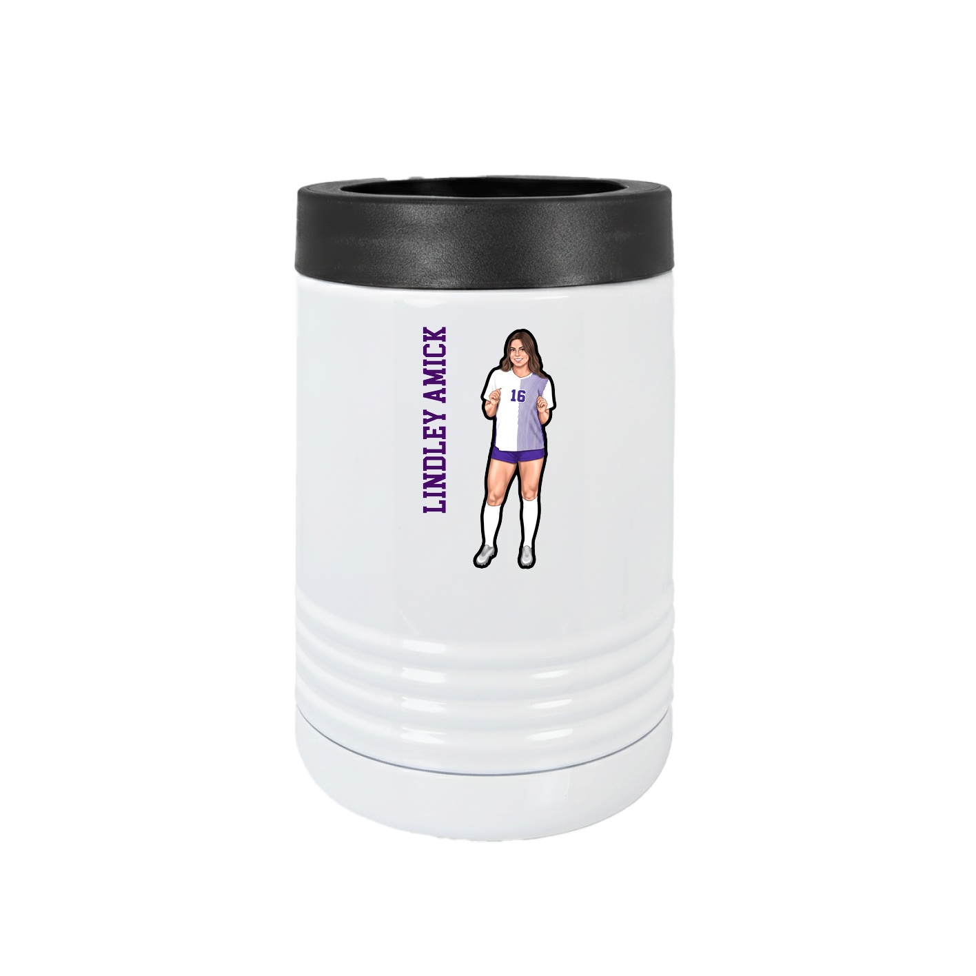 Beverage Holder — Name Vertical in White