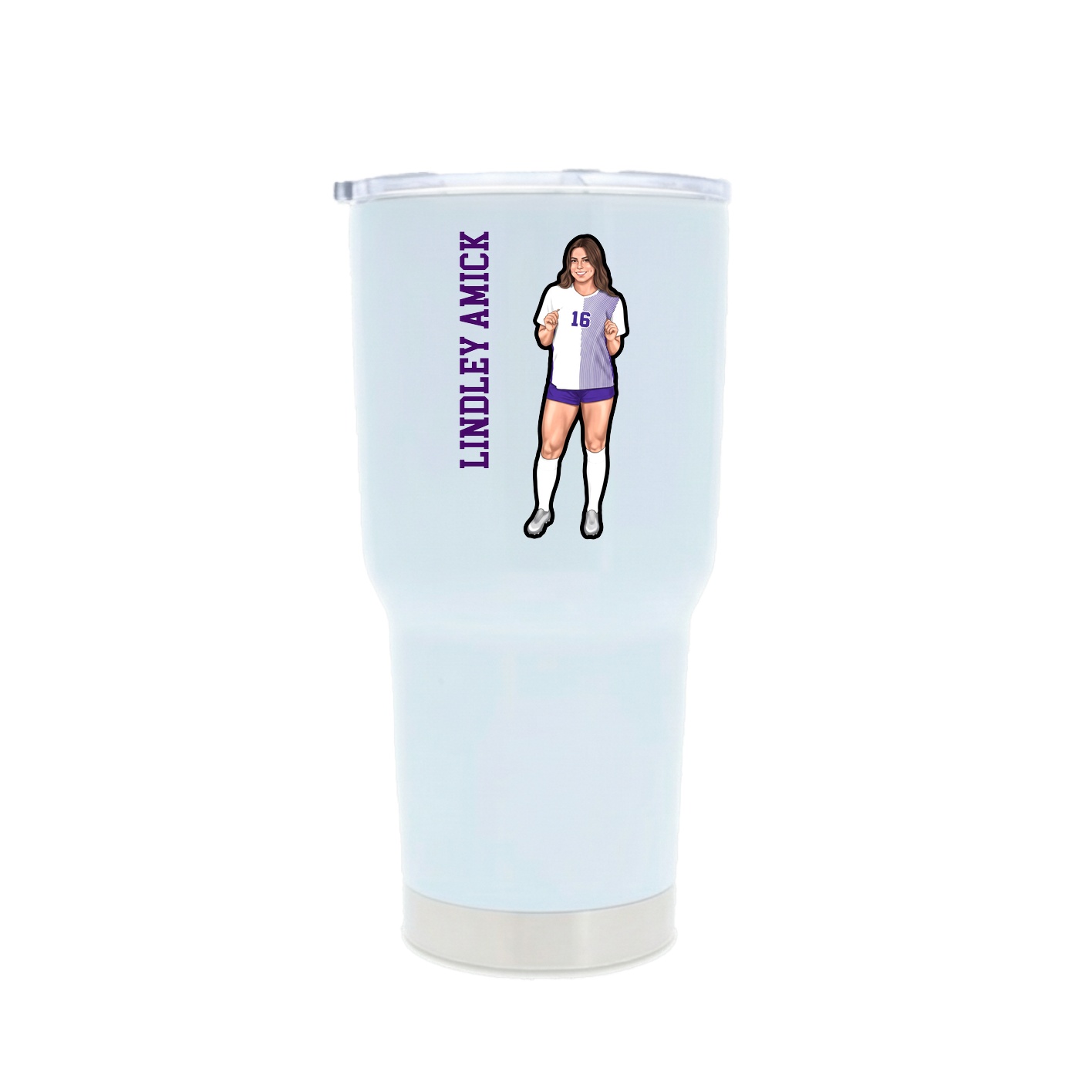 30oz Stainless Steel Tumbler — Name Vertical in White