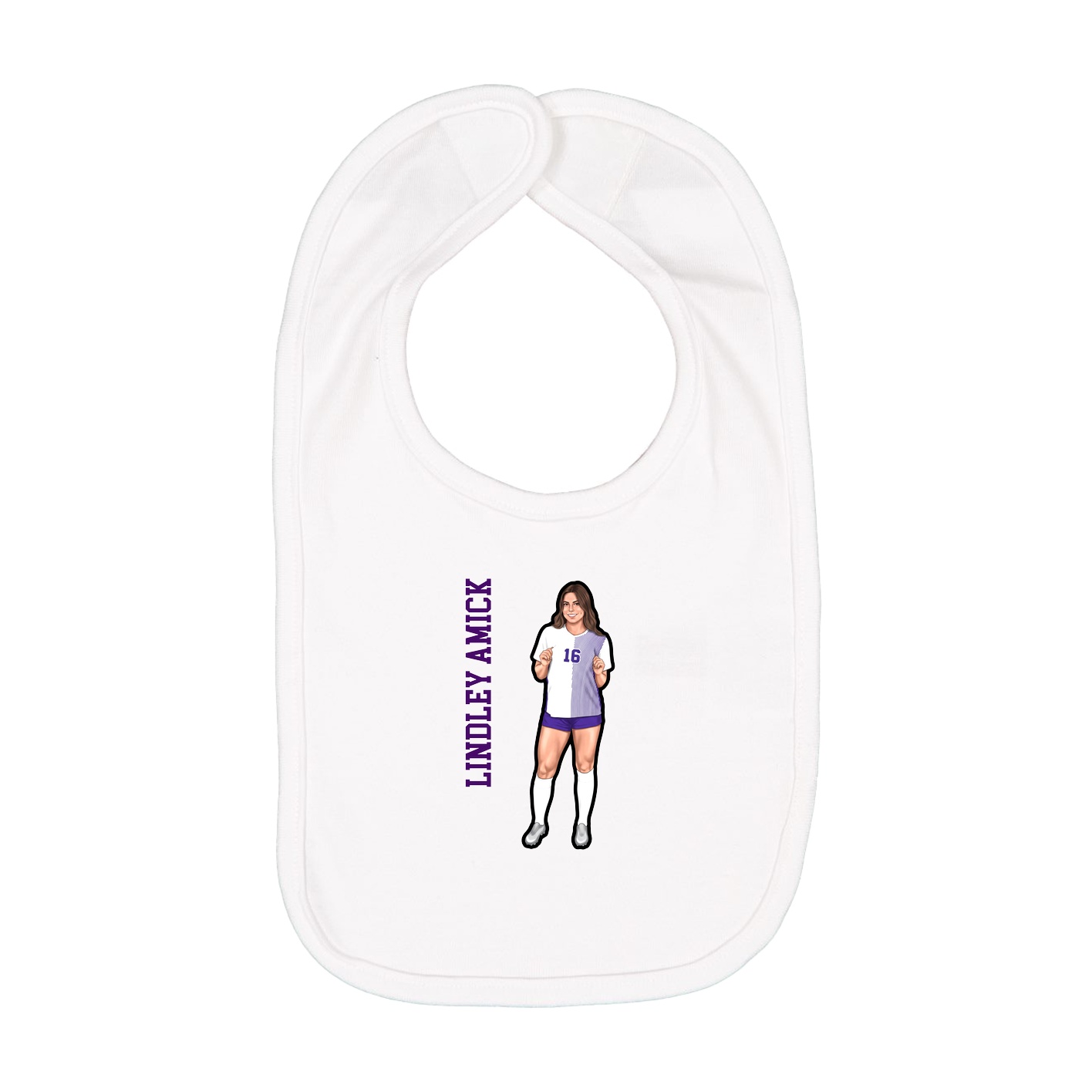 Infant Bib — Name Vertical in White