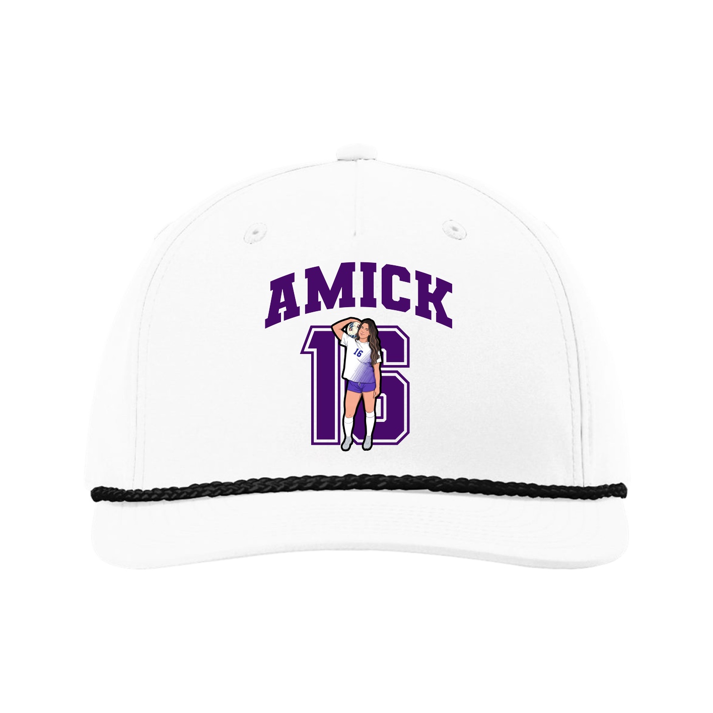 Five-Panel Classic Rope Cap — Number in White