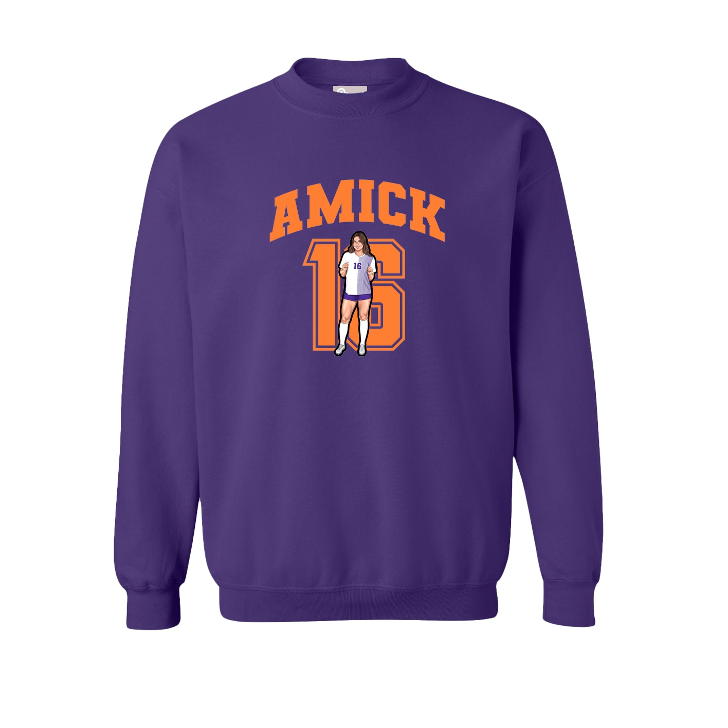 Fleece Crew — Number in Purple