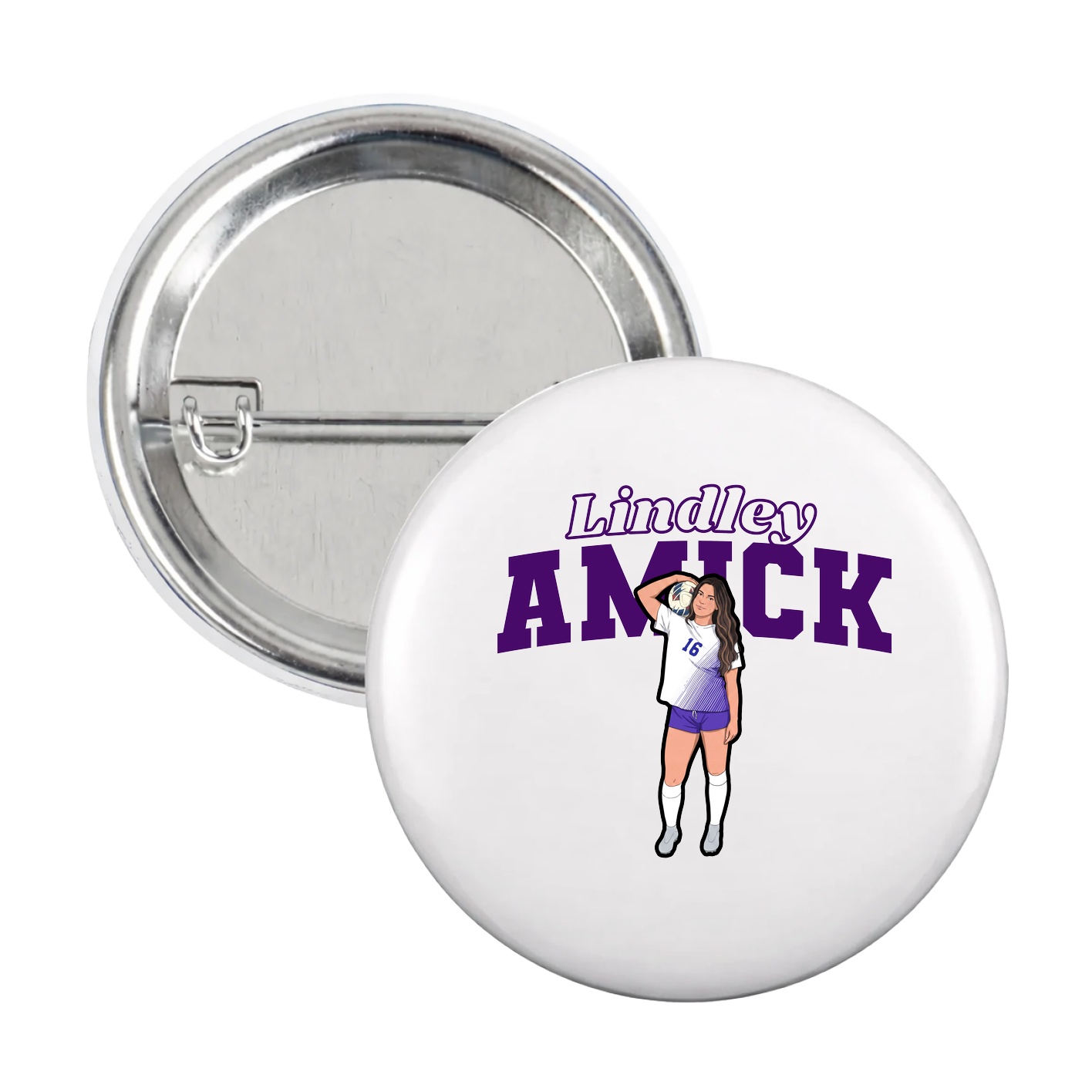 Game Day Button — Name Arch in White
