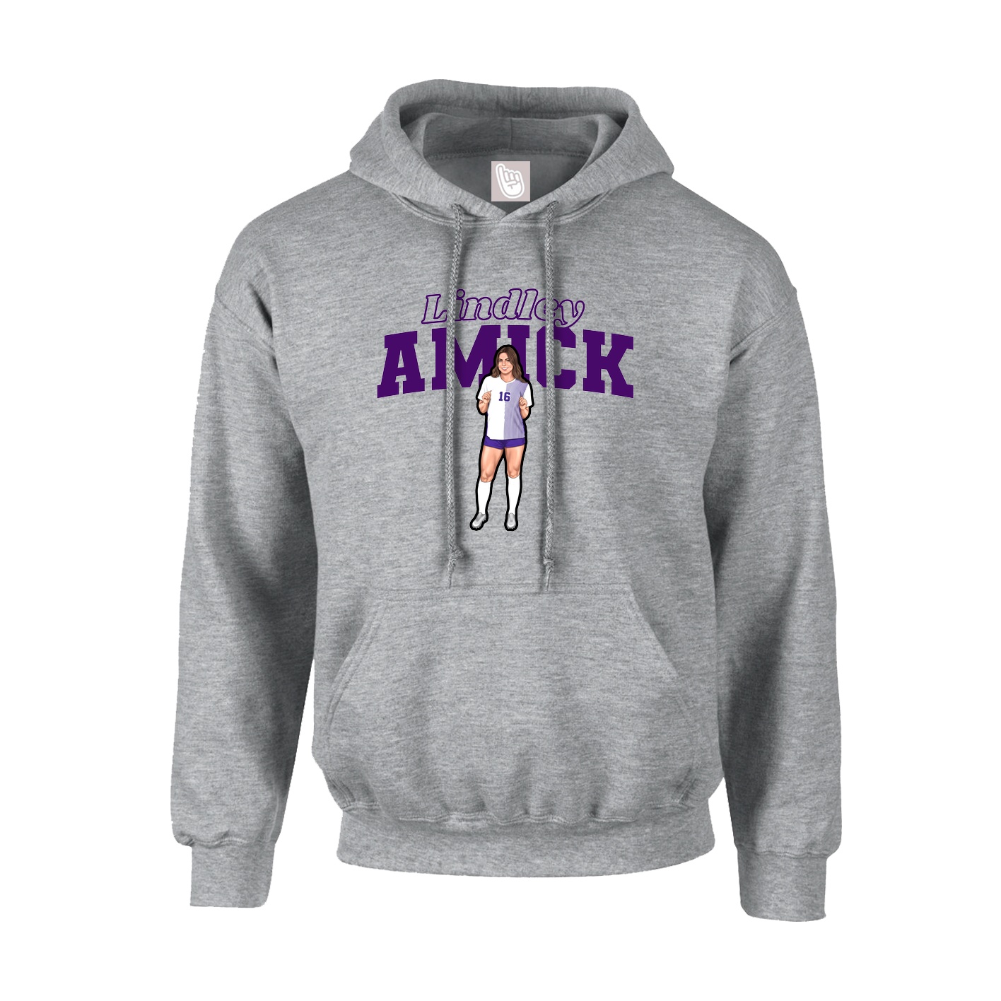 Youth Hoodie — Name Arch in Grey