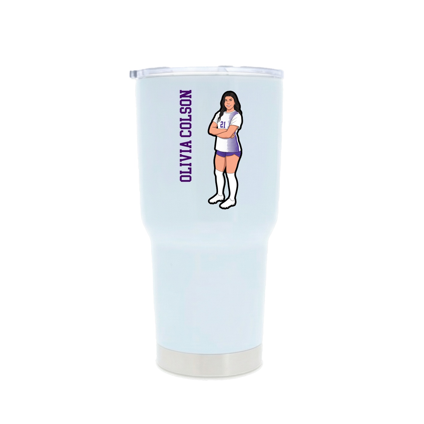 30oz Stainless Steel Tumbler — Name Vertical in White