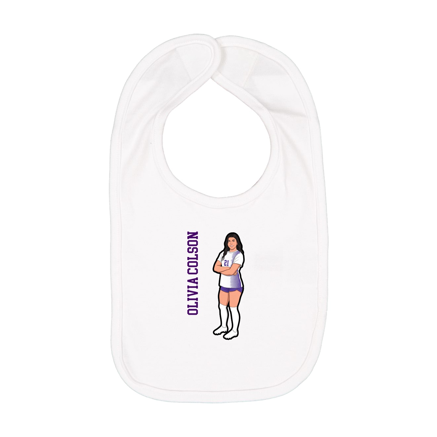 Infant Bib — Name Vertical in White