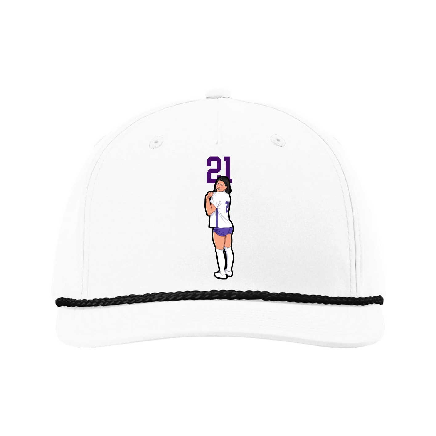 Five-Panel Classic Rope Cap — Number Top in White