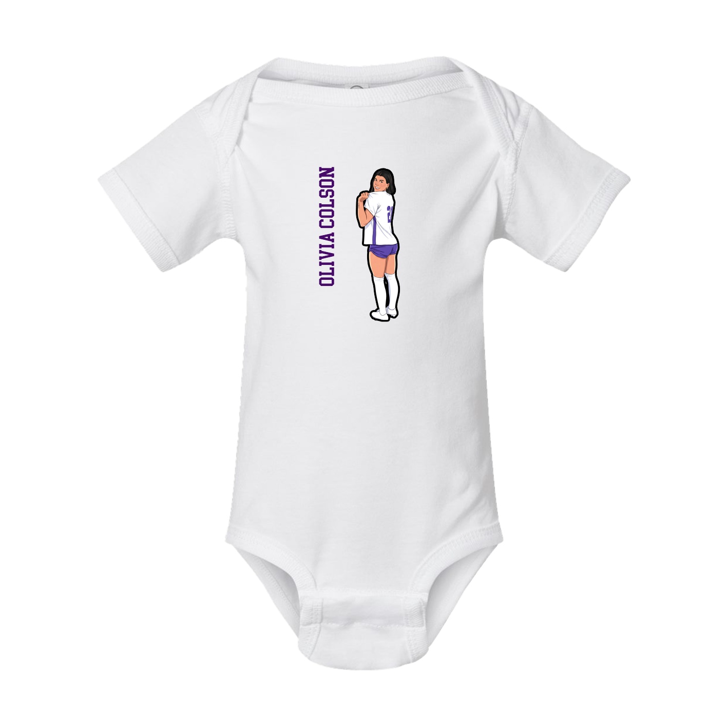 Baby Onesie — Name Vertical in White