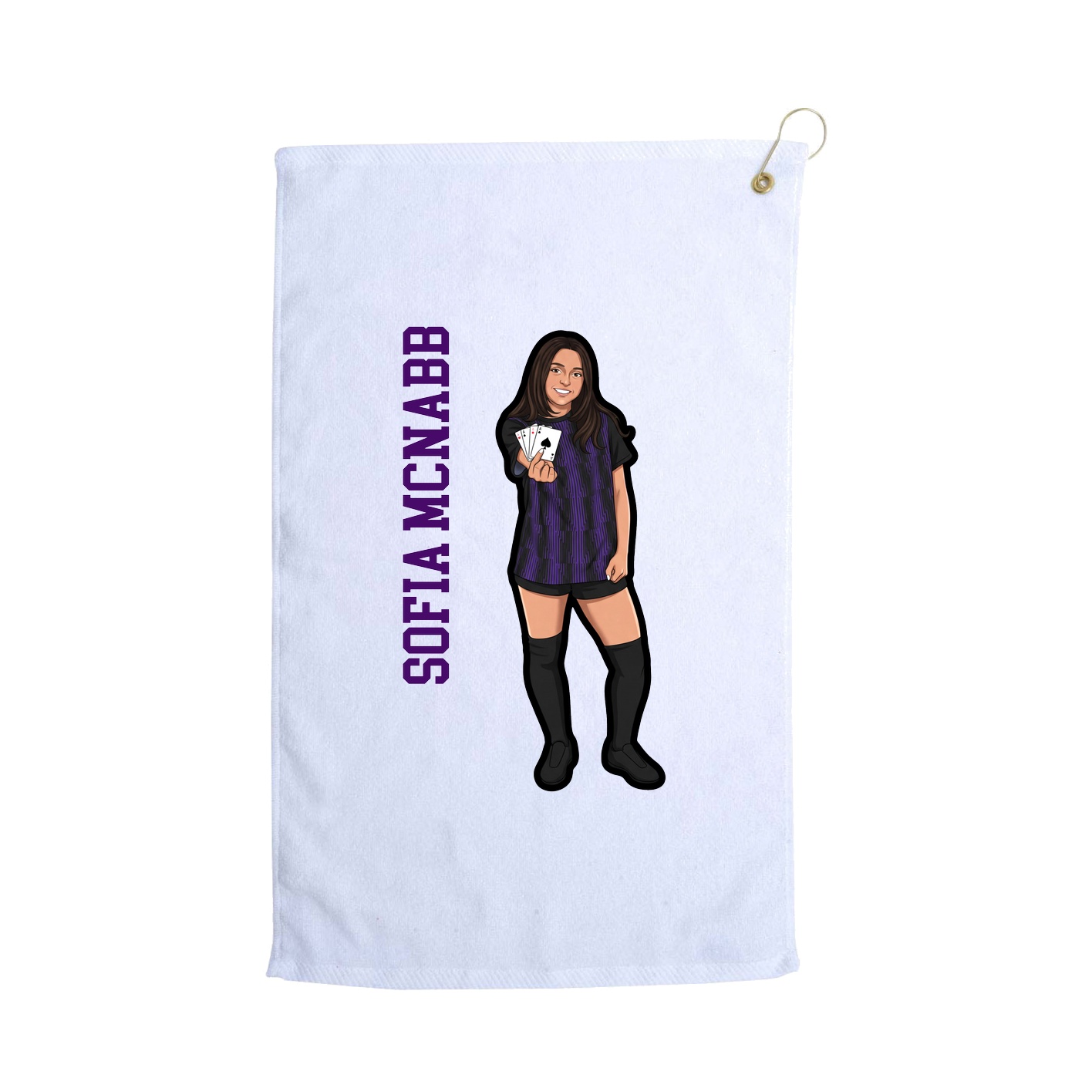 Golf Towel — Name Vertical in White