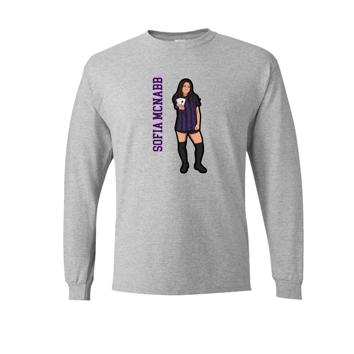 Long Sleeve Tee — Name Vertical in Grey