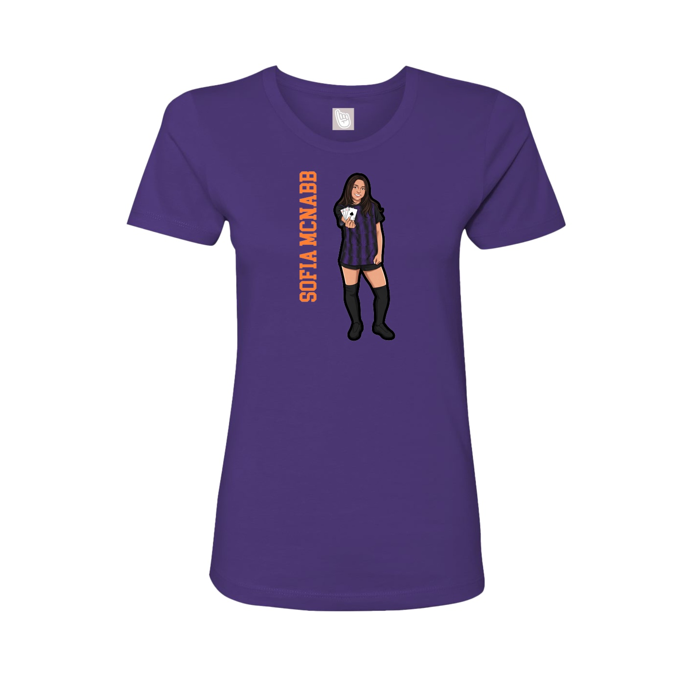 Fitted Women's Tee — Name Vertical in Purple