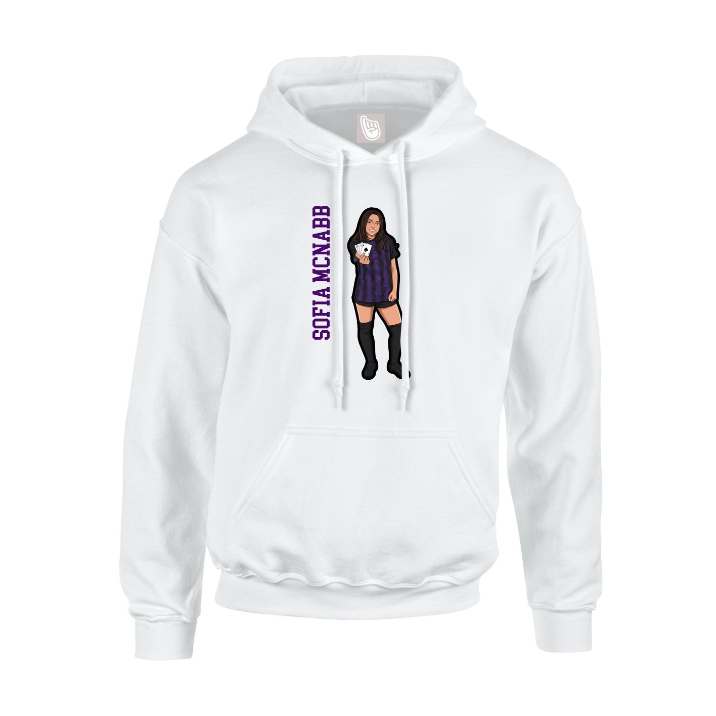 Youth Hoodie — Name Vertical in White
