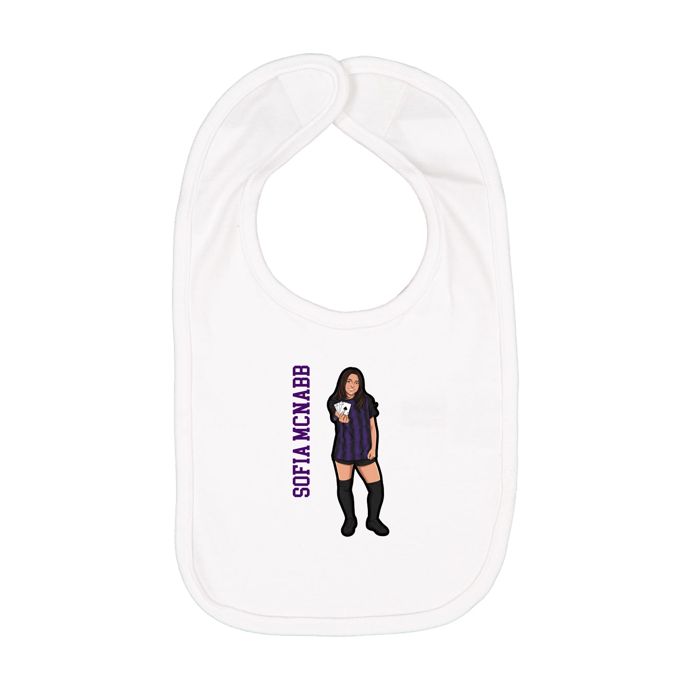 Infant Bib — Name Vertical in White