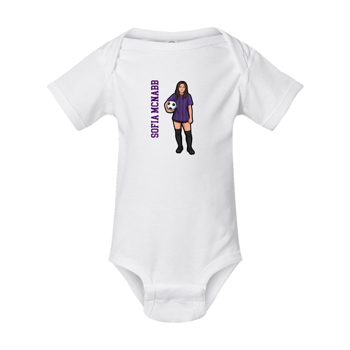 Baby Onesie — Name Vertical in White