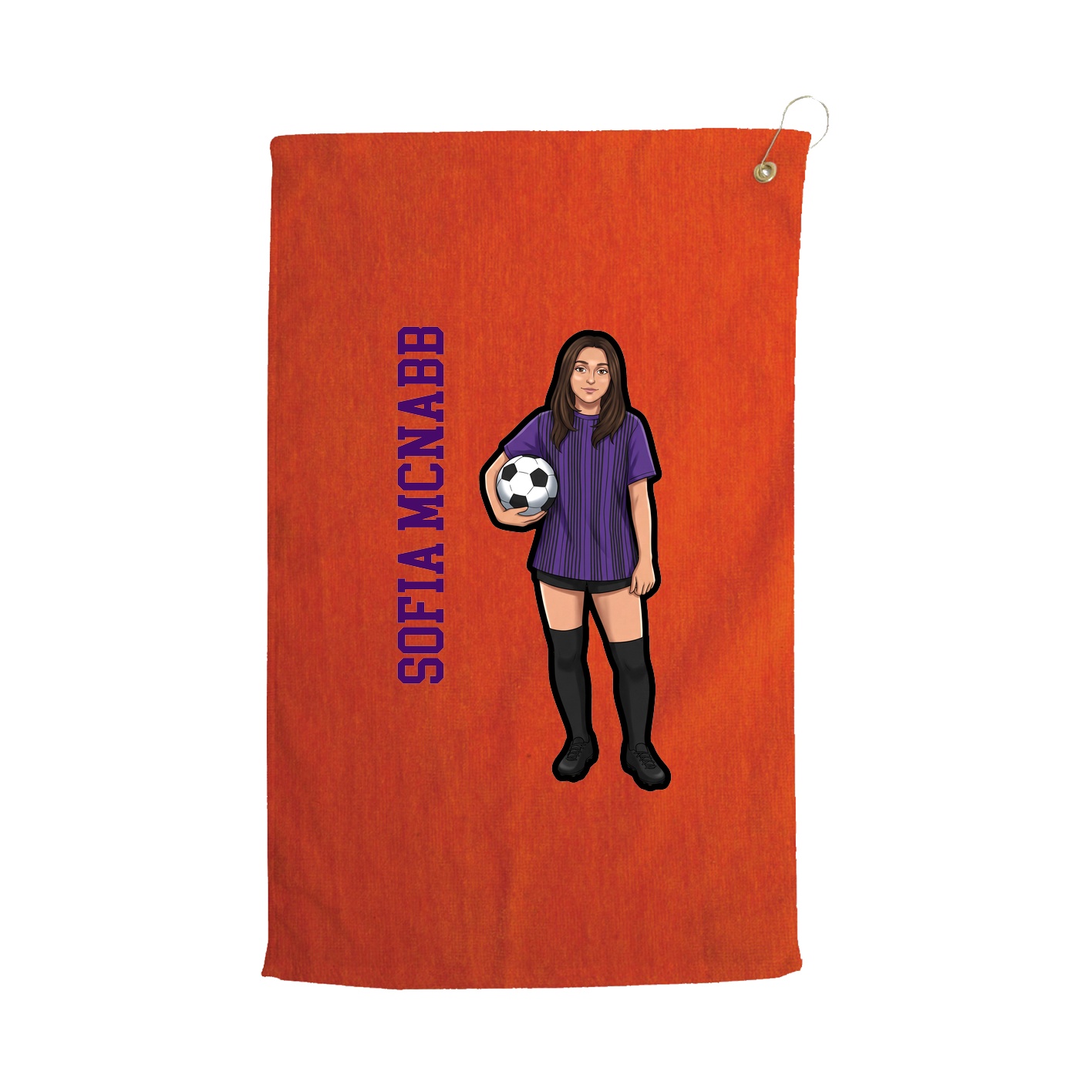 Golf Towel — Name Vertical in Orange
