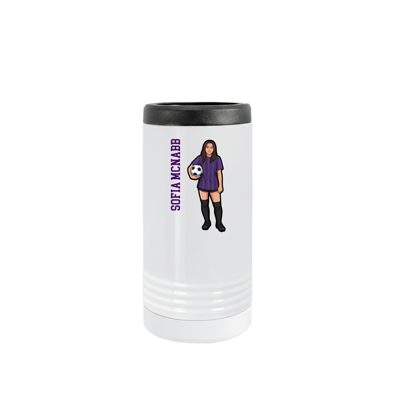 Slim Beverage Holder — Name Vertical in White