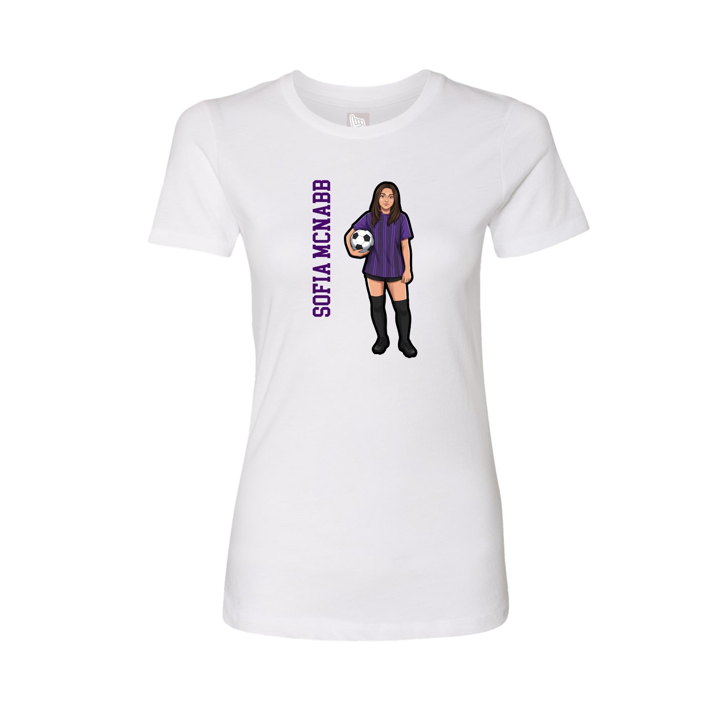 Fitted Women's Tee — Name Vertical in White