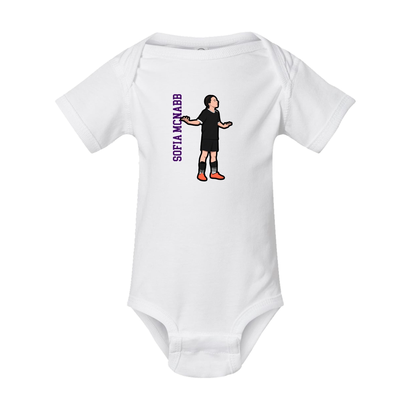 Baby Onesie — Name Vertical in White