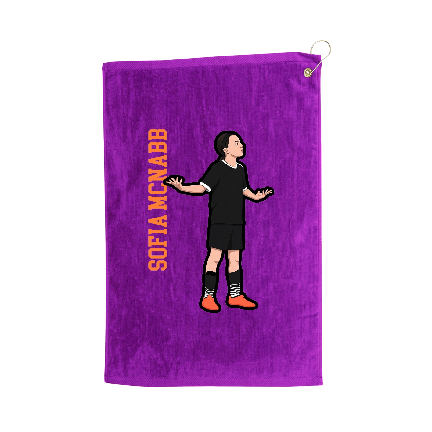 Golf Towel — Name Vertical in Purple