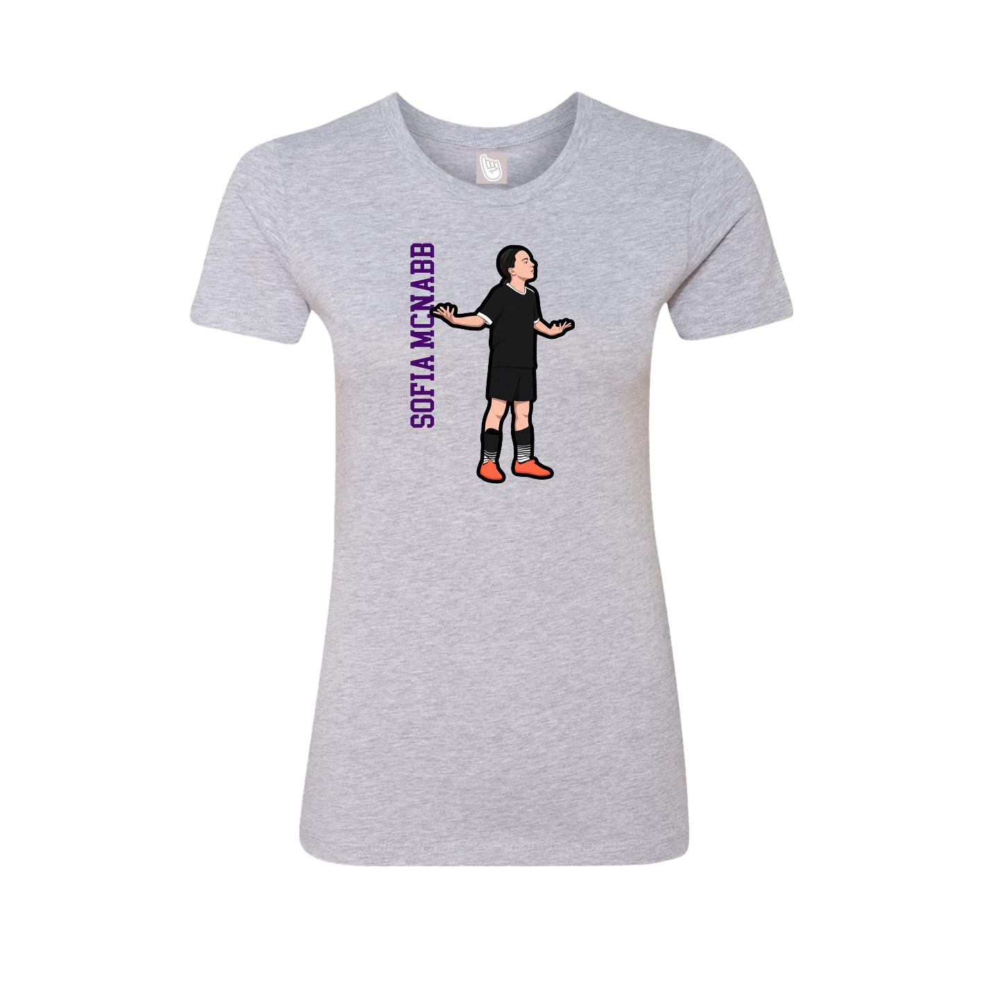 Fitted Women's Tee — Name Vertical in Grey