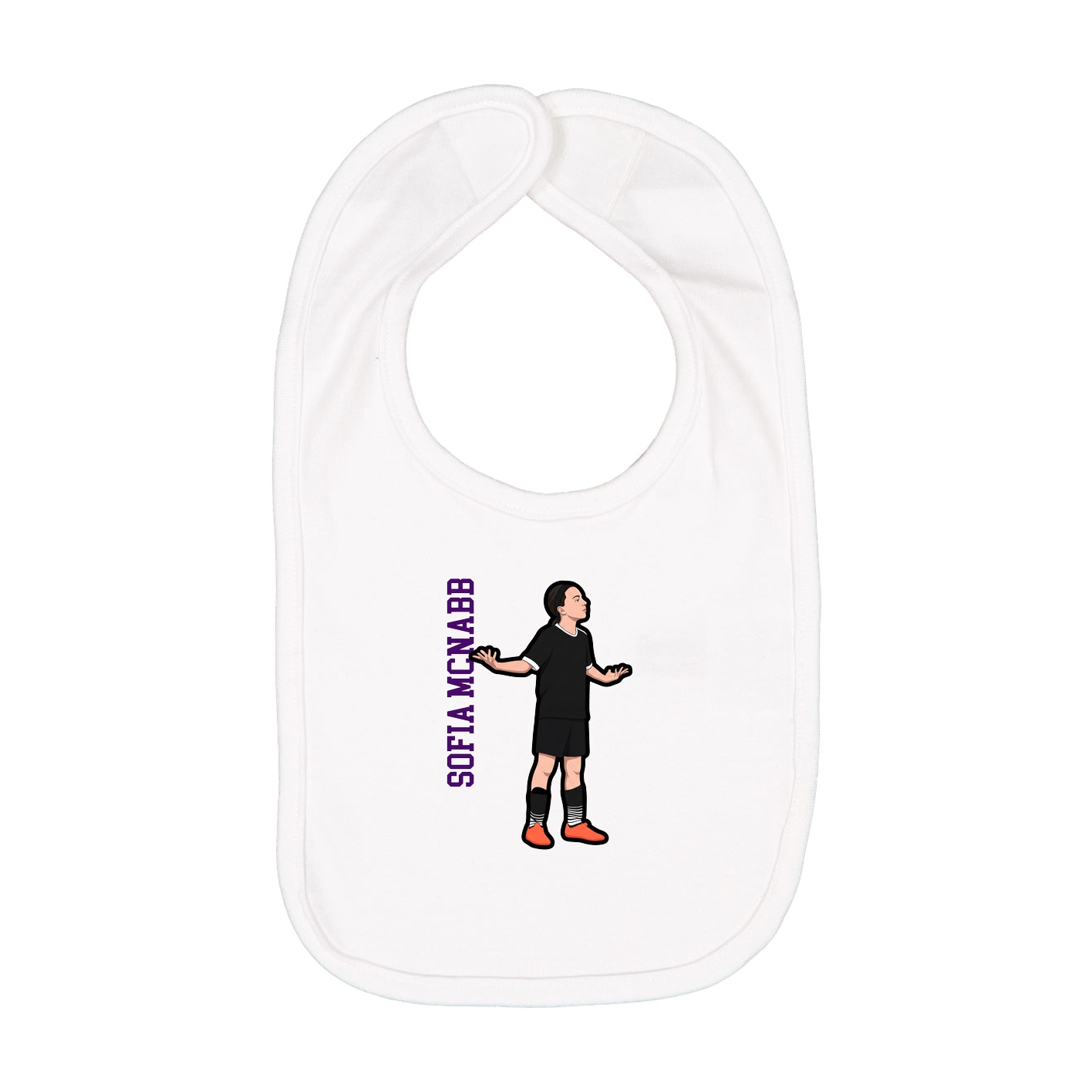 Infant Bib — Name Vertical in White