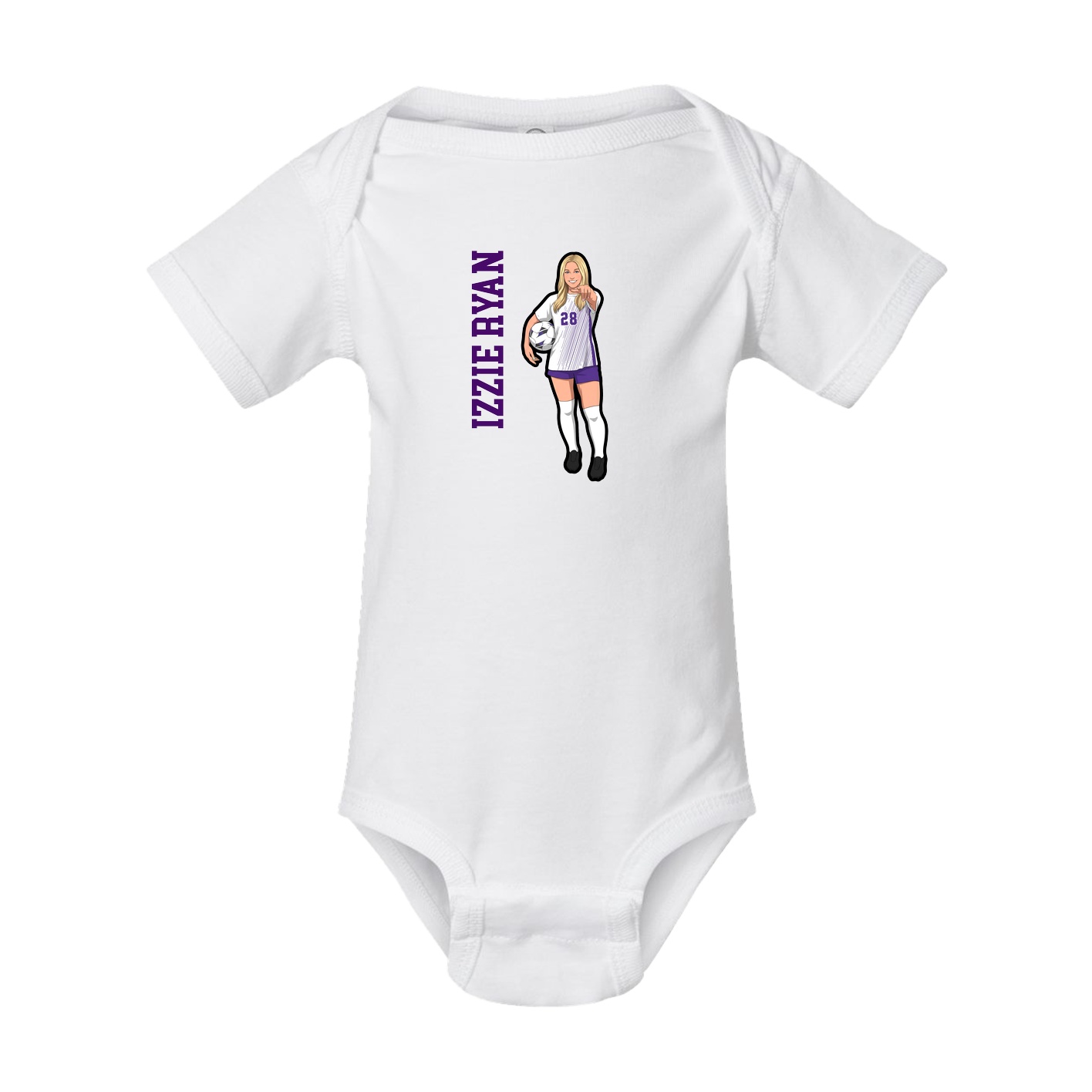 Baby Onesie — Name Vertical in White