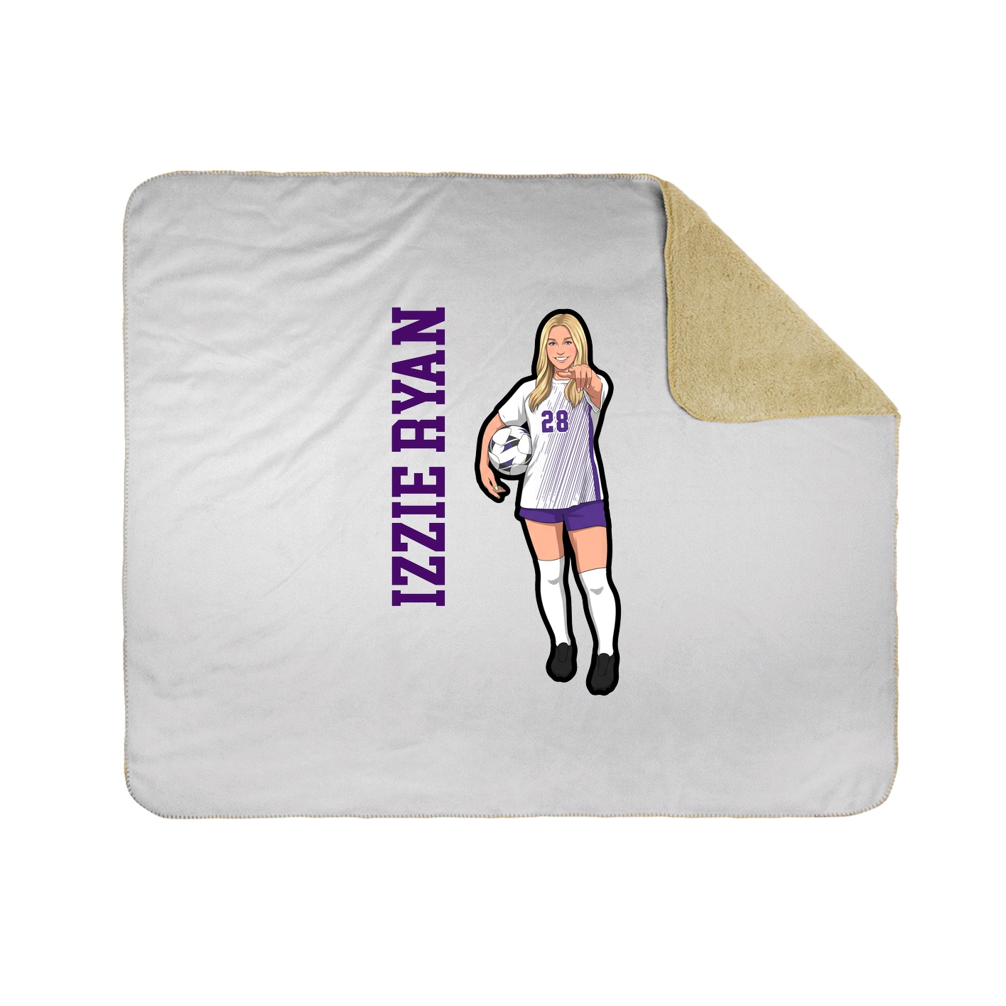 Throw Blanket — Name Vertical in White