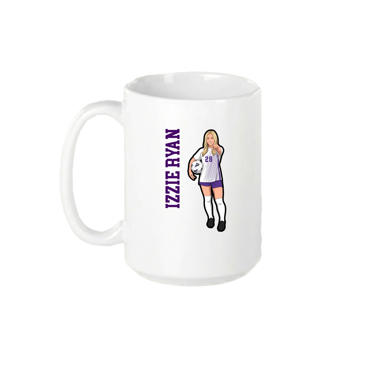 15oz Coffee Mug — Name Vertical in White