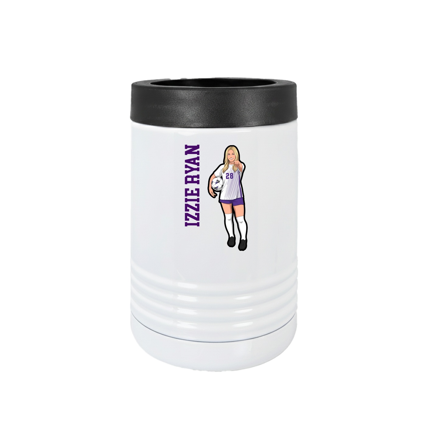 Beverage Holder — Name Vertical in White
