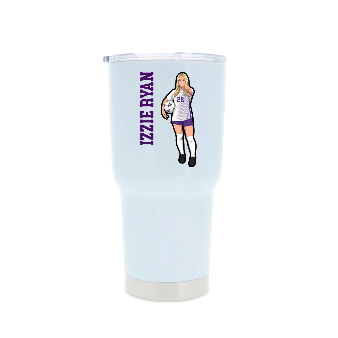 30oz Stainless Steel Tumbler — Name Vertical in White