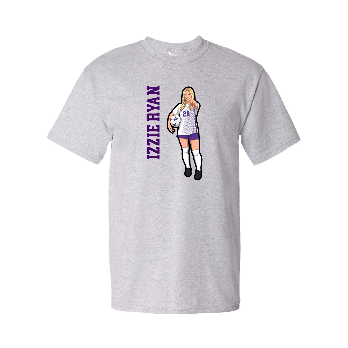 Youth Tee — Name Vertical in Grey
