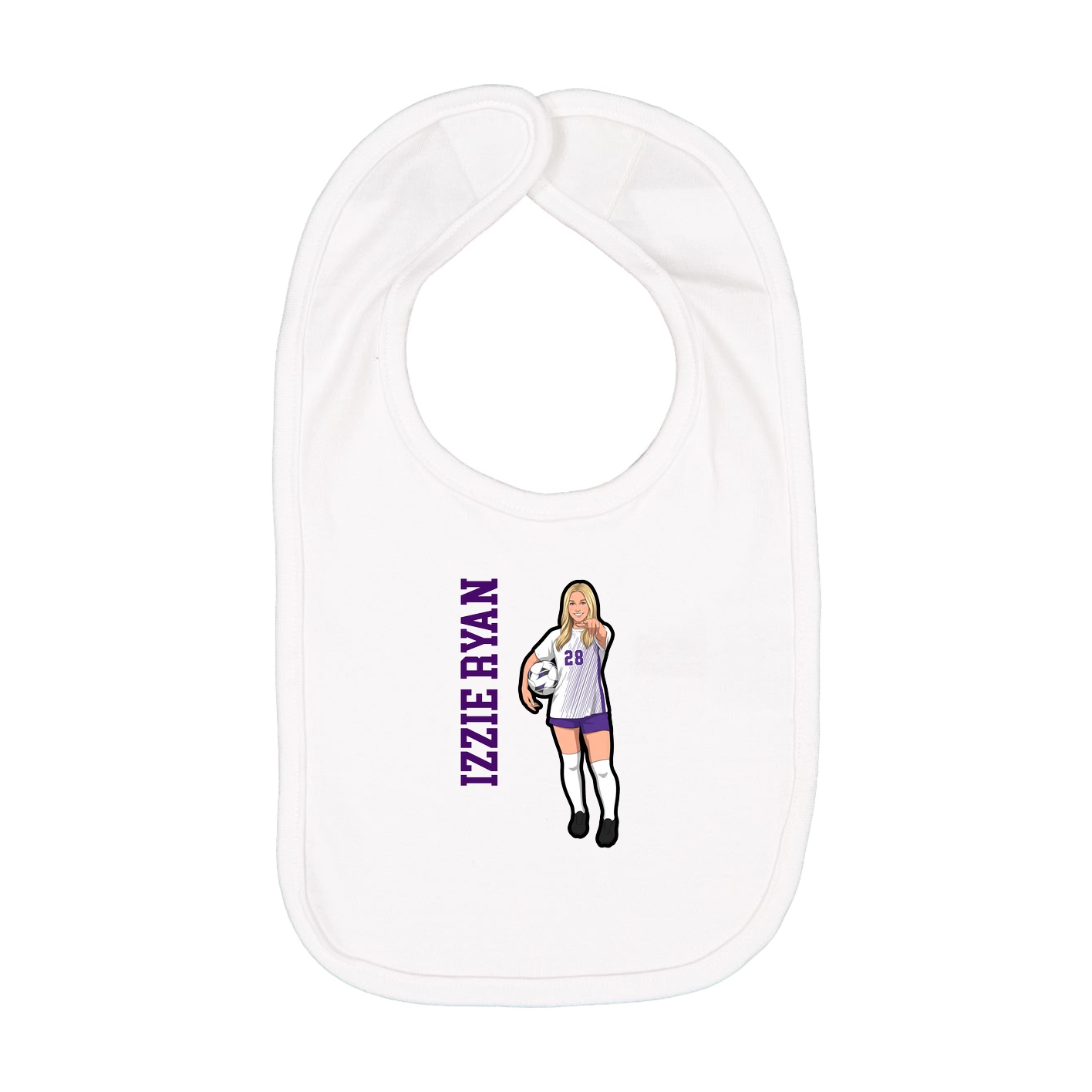 Infant Bib — Name Vertical in White