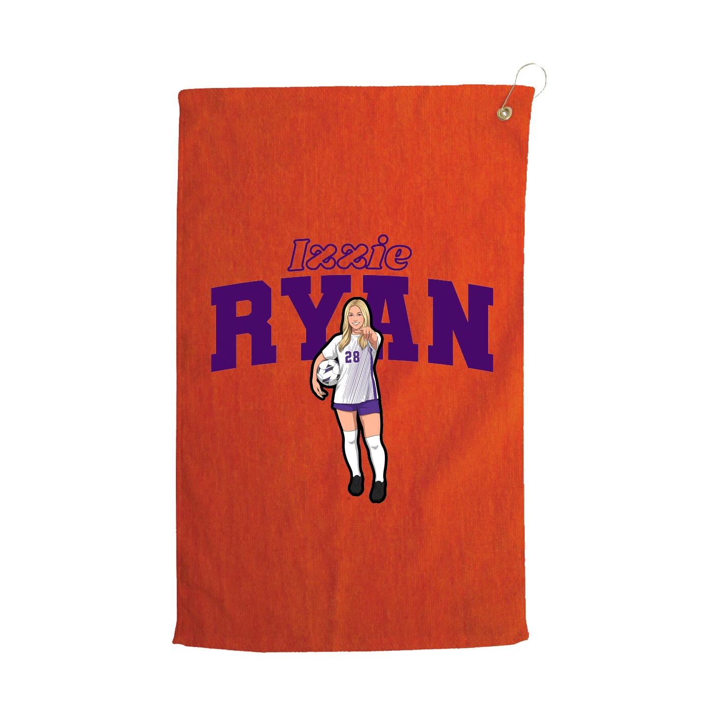 Golf Towel — Name Arch in Orange
