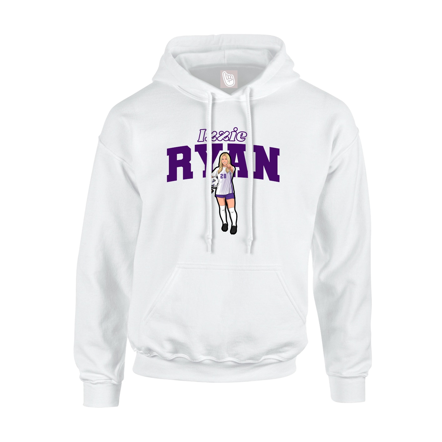 Youth Hoodie — Name Arch in White