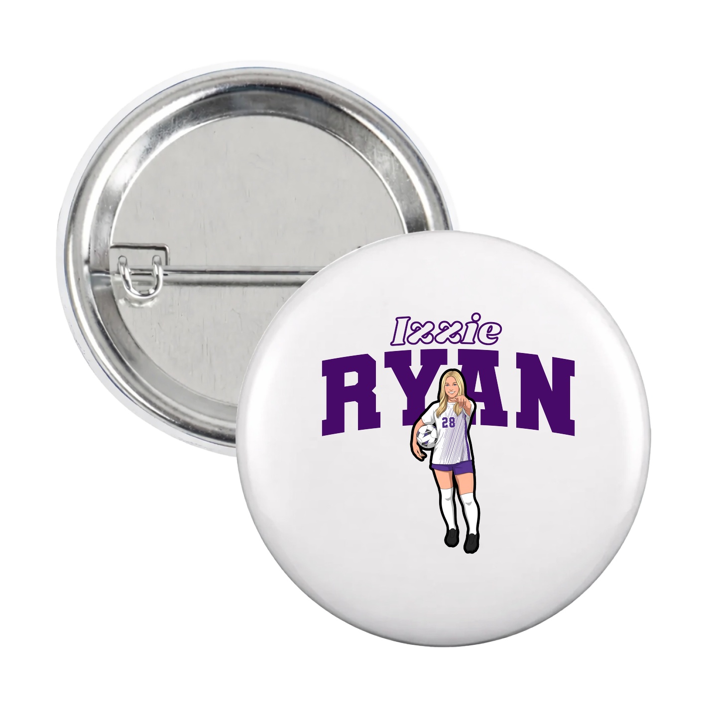 Game Day Button — Name Arch in White
