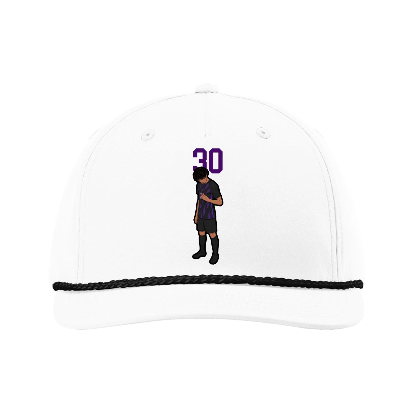 Five-Panel Classic Rope Cap — Number Top in White