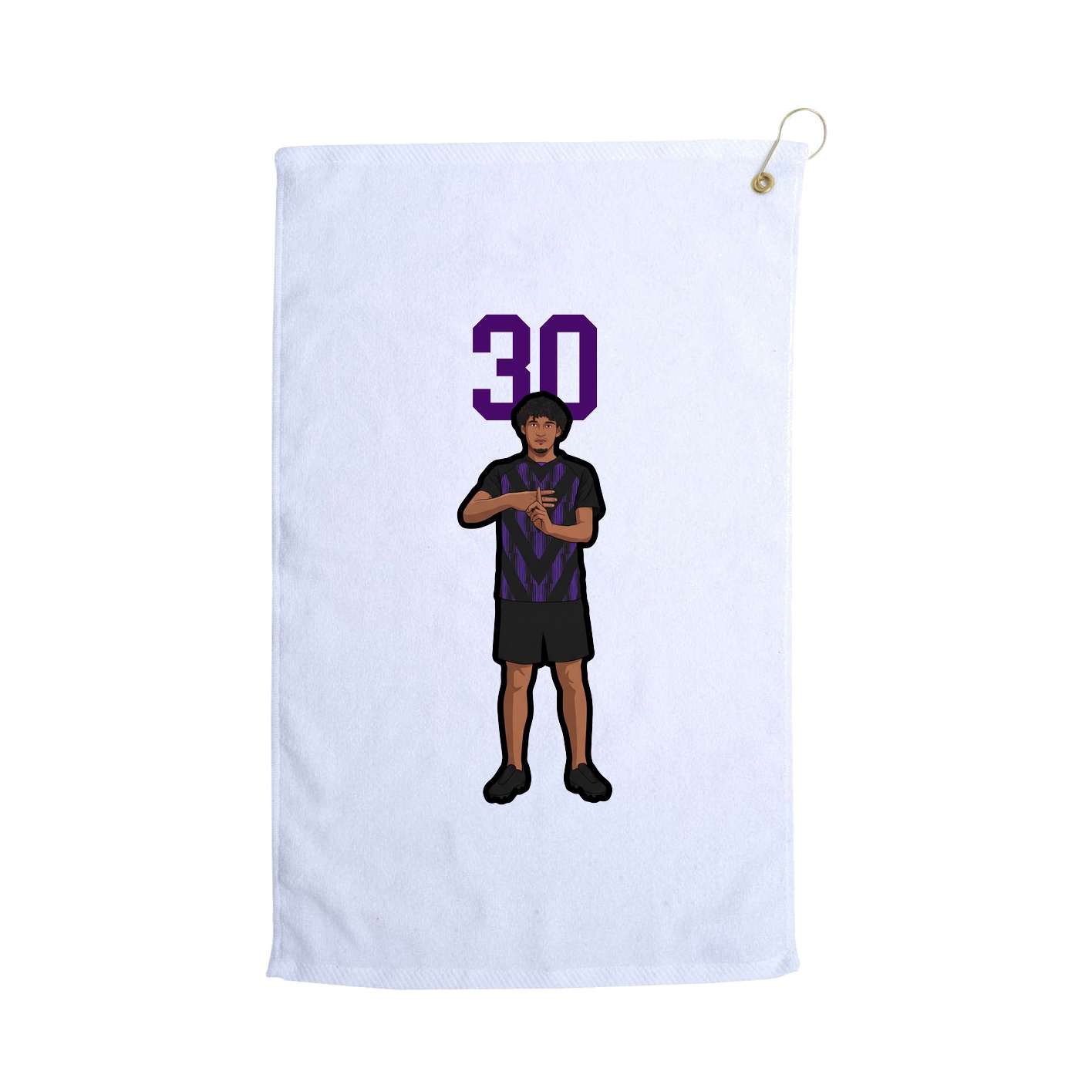 Golf Towel — Number Top in White