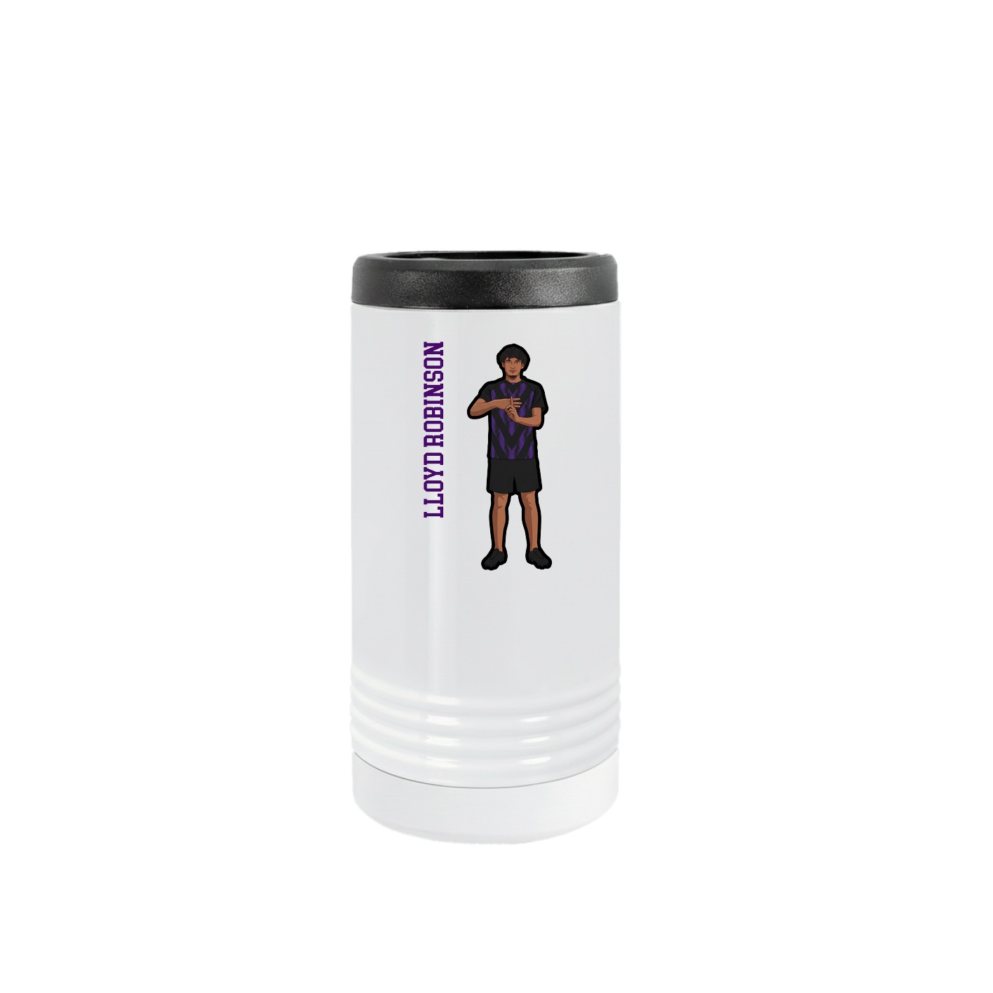 Slim Beverage Holder — Name Vertical in White