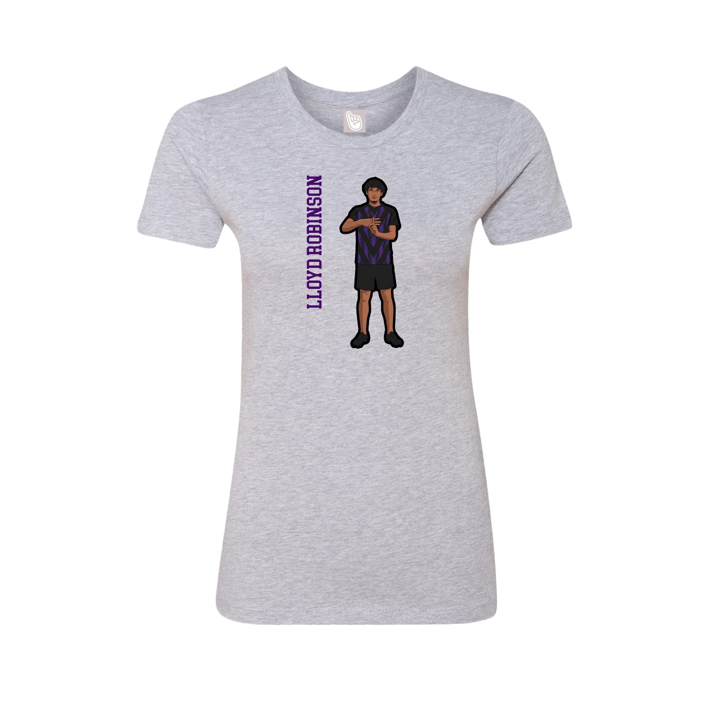 Fitted Women's Tee — Name Vertical in Grey