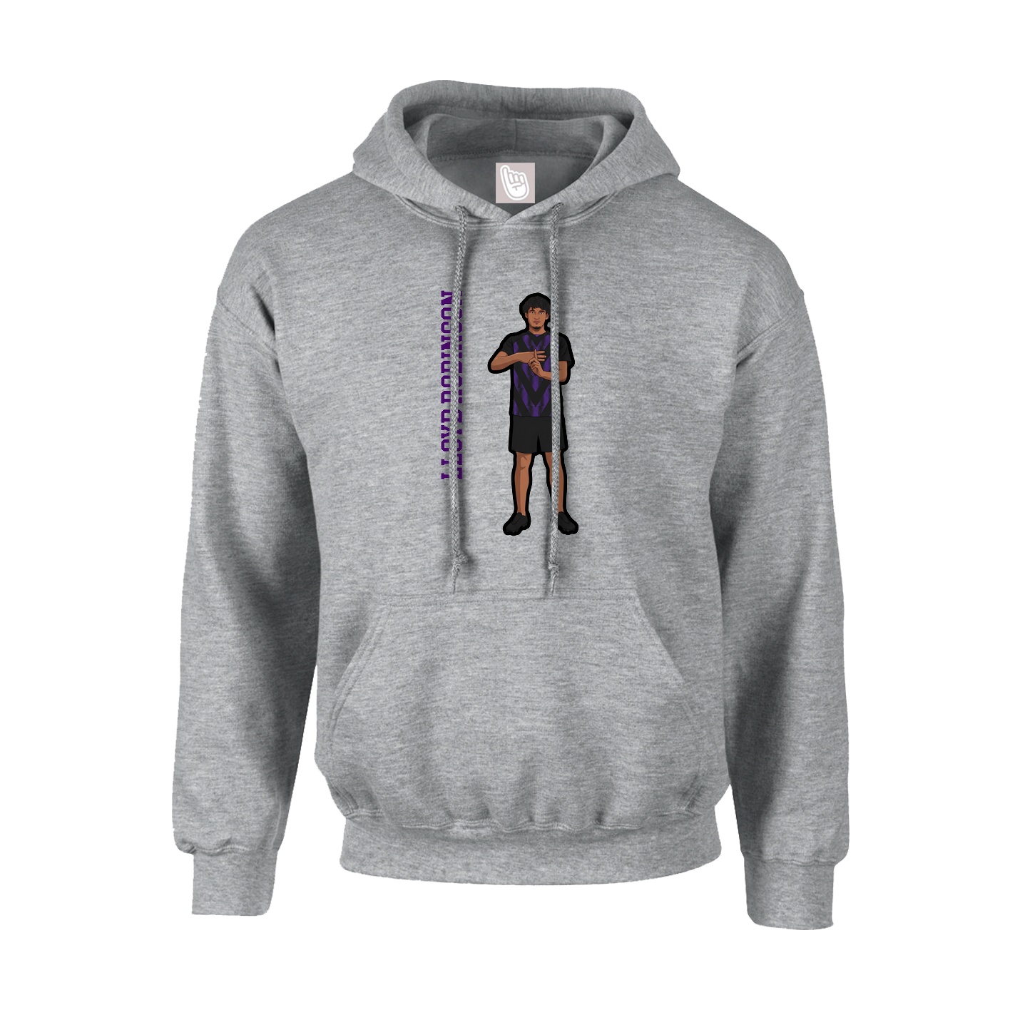 Youth Hoodie — Name Vertical in Grey