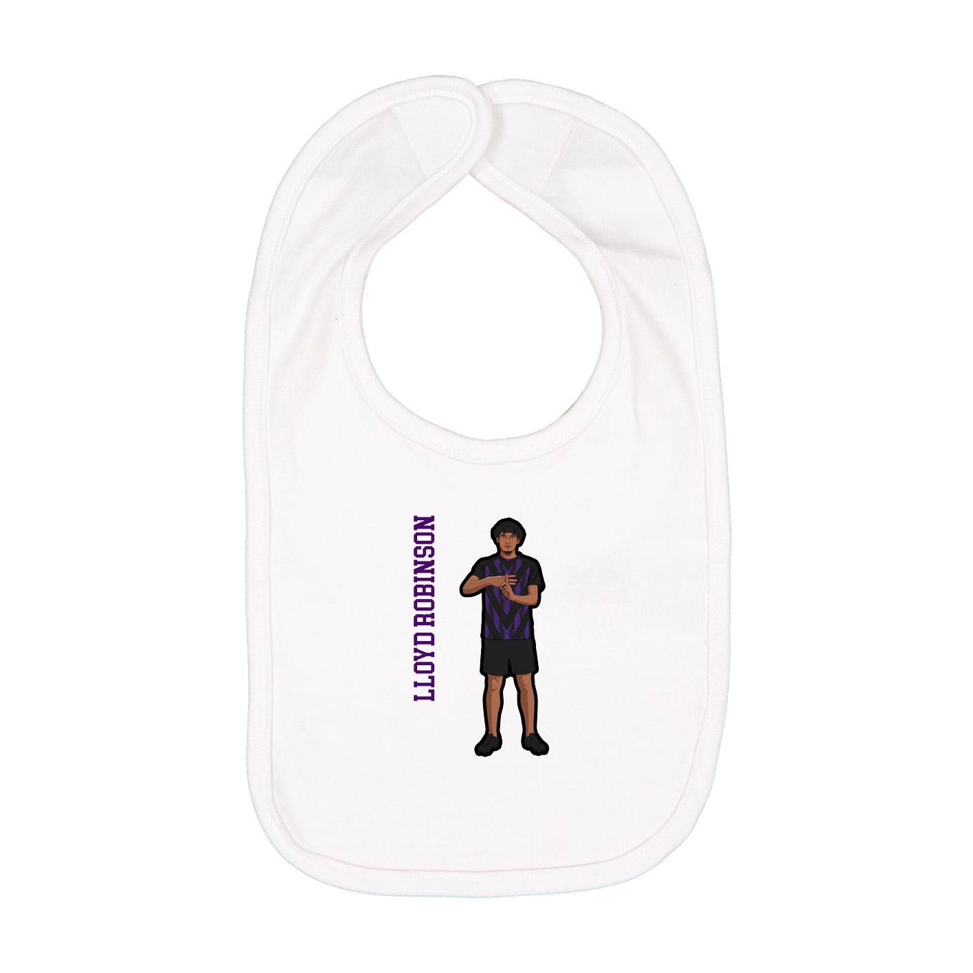 Infant Bib — Name Vertical in White