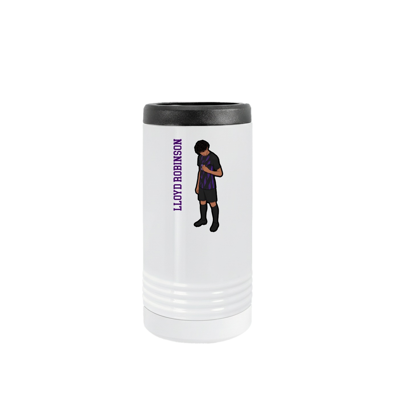 Slim Beverage Holder — Name Vertical in White