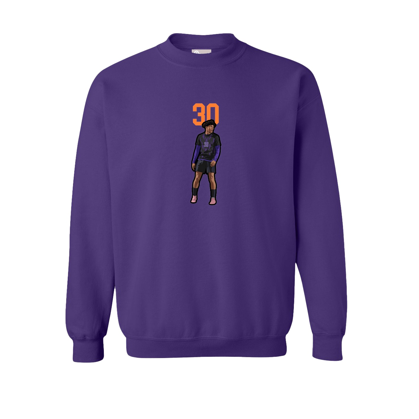 Fleece Crew — Number Top in Purple