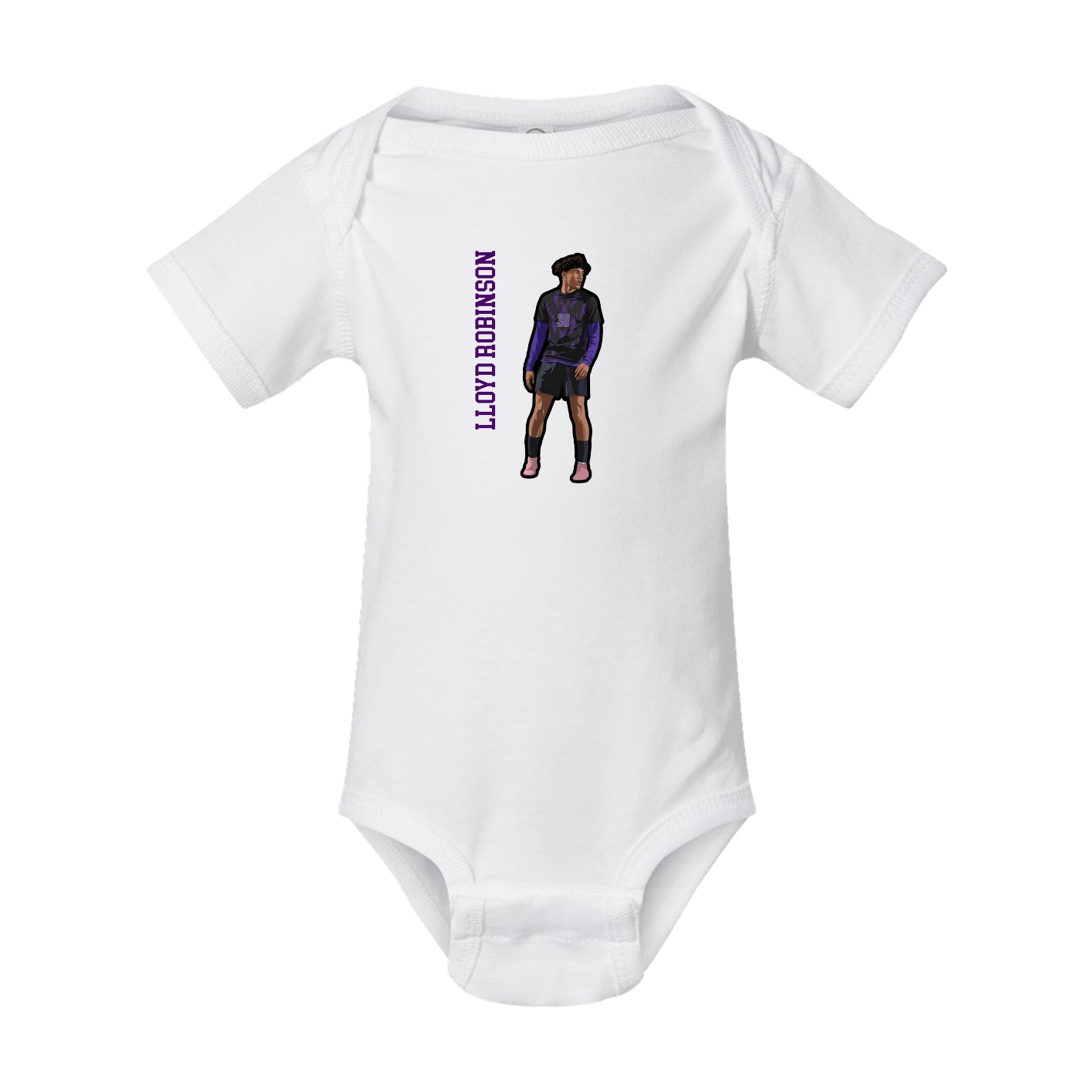 Baby Onesie — Name Vertical in White