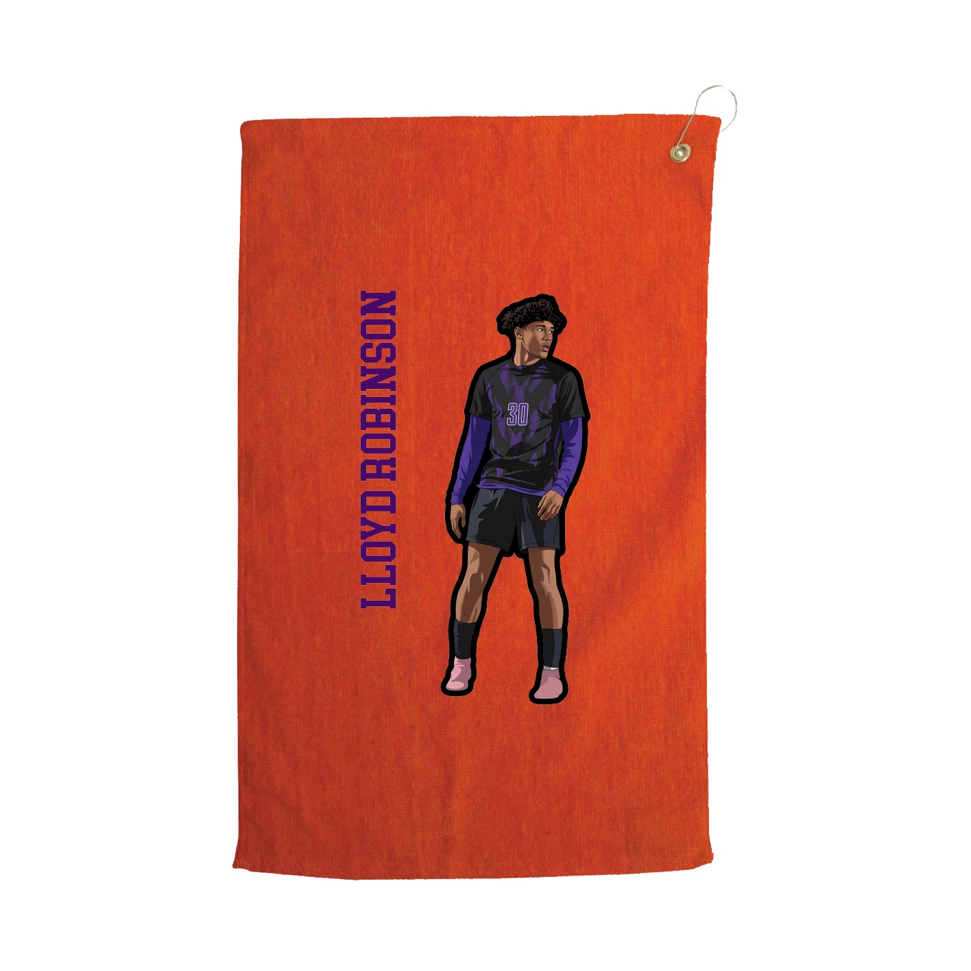 Golf Towel — Name Vertical in Orange