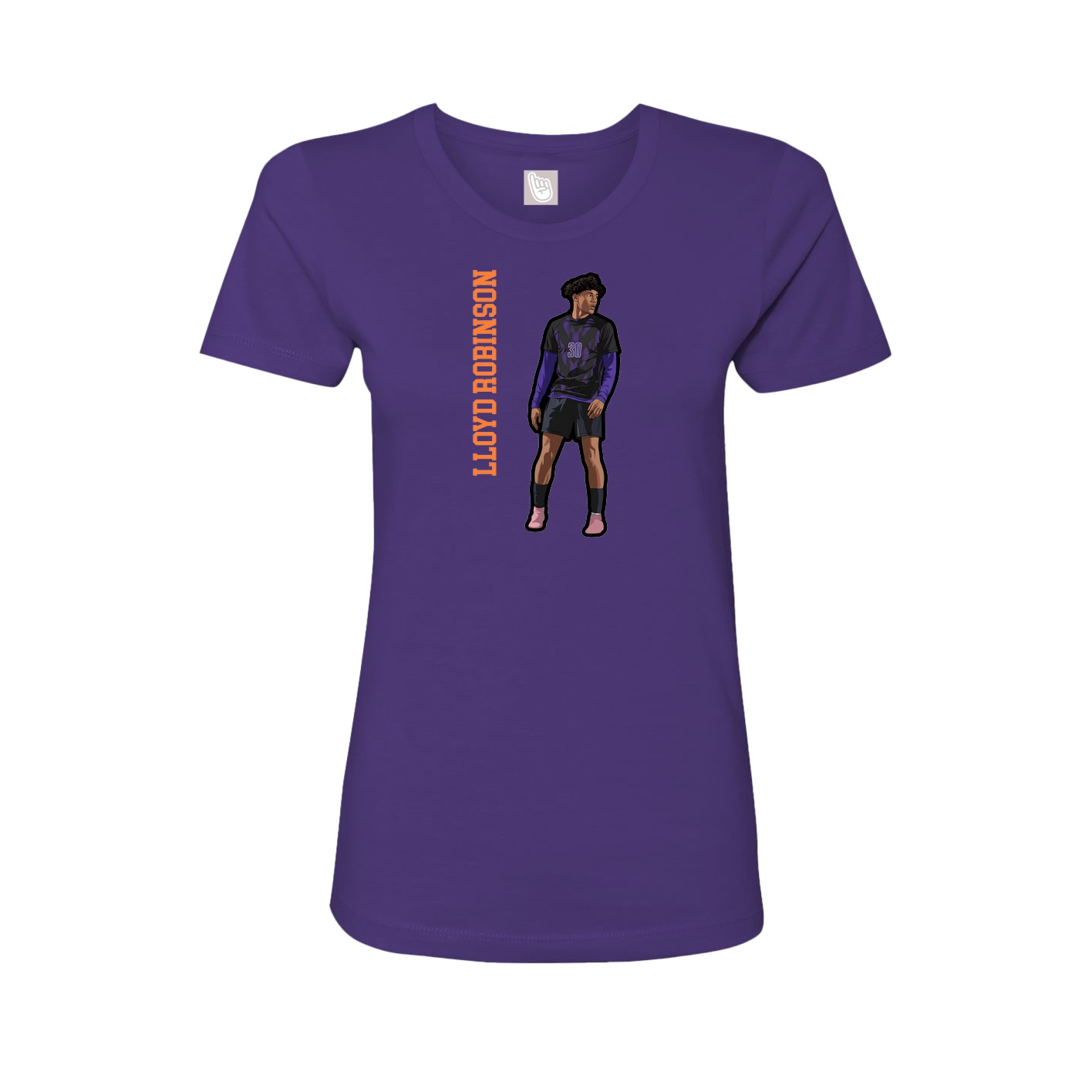 Fitted Women's Tee — Name Vertical in Purple