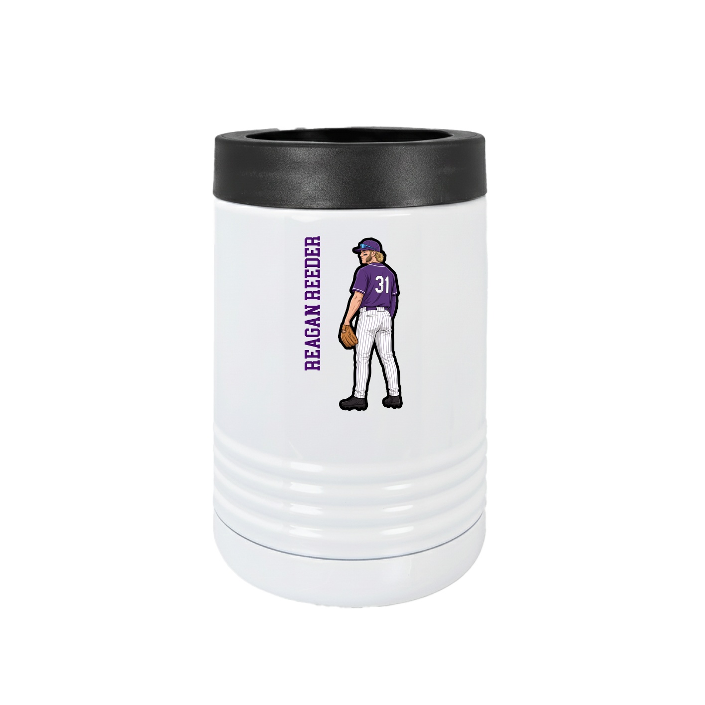 Beverage Holder — Name Vertical in White