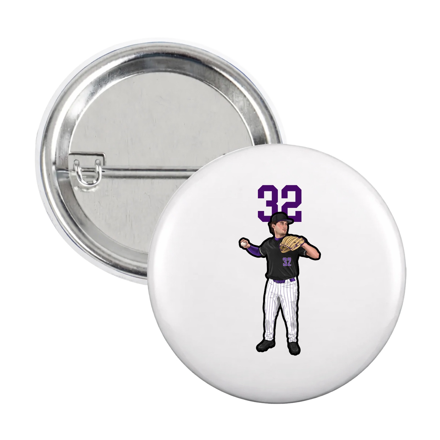 Game Day Button — Number Top in White